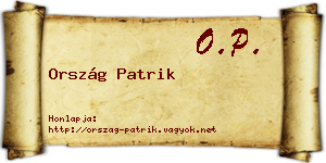 Ország Patrik névjegykártya